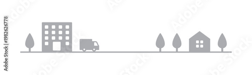 シンプルで使いやすい配送トラックの図案・灰色