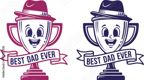 Celebrating father's day best dad ever trophy illustrations for a special father's day gift