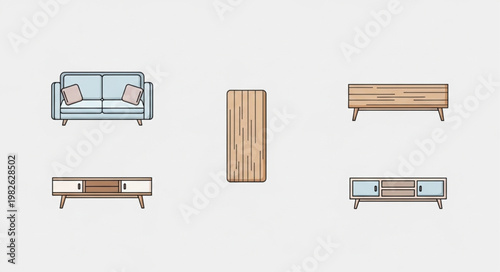 Modern Furniture Collection for Living Room Design.