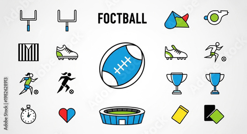 Collection of American Football Icons and Symbols.