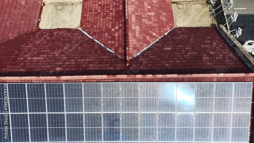 Solar panel on old house in countryside