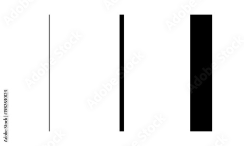 Hand-drawn minimalist composition featuring three vertical black bars of varying thickness on a white illustration