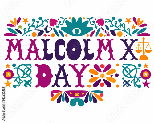 Malcolm X Day Patriotic Vector Art, Black History Awareness Illustration
