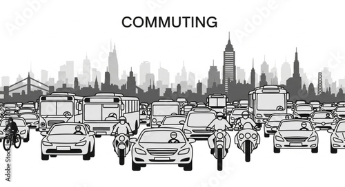 Urban Commuting Traffic Congestion Cityscape Transportation Vehicles.