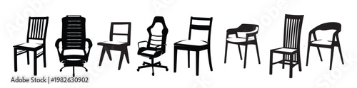 sillhouette of chair set with black colour