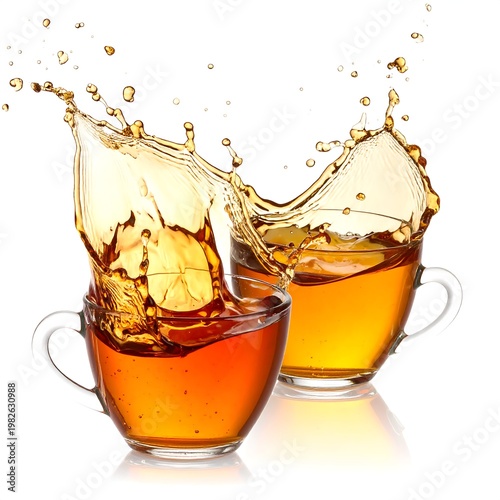 Two tea cups with splashing liquid (1)