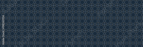 Hand-drawn Japandi sashiko embroidery pattern featuring navy blue background and orange geometric circular wave illustration
