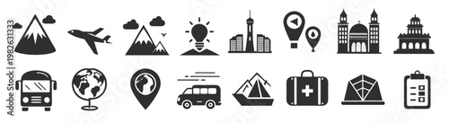 travel icon set collection for documents websites
