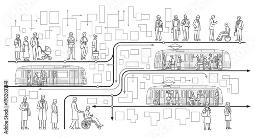 Urban Planning and City Life Flow Diagram.