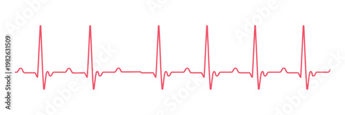 Red heart beat line displays rhythm of life on white backdrop, showcasing wellness