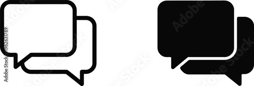 Speech bubbles communication icons for chat and messaging in thin line and filled vector formats