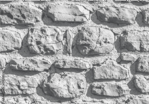 halftone brick texture background wall graphic design pattern monochrome stone architecture rough seamless