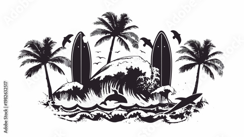 vector illustration of a tropical island