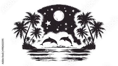 tropical island with palm tree