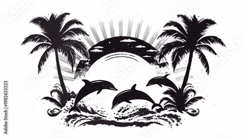 vector illustration of a tropical island