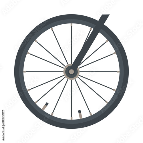 Close up of a bicycle wheel with spokes and tire.