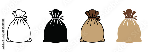 sack bag icons. set of sack bag icons for agriculture food packaging and industrial storage concepts