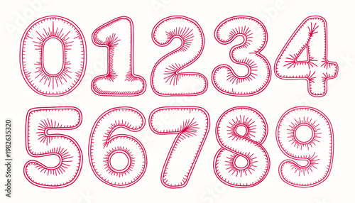 Number balloon set zero to nine outline. Perfect for birthday decor, party design, invitations, anniversary numbers, celebration graphics, and festive templates.