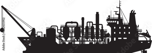 Industrial cargo ship, tanker vessel, black silhouette, industrial ship, cargo vessel
