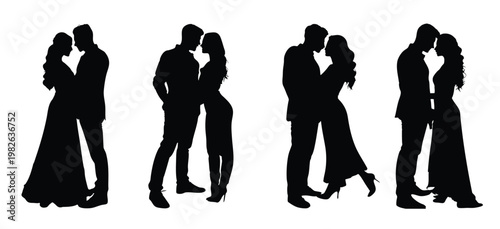 collection of silhouettes of couples in different poses