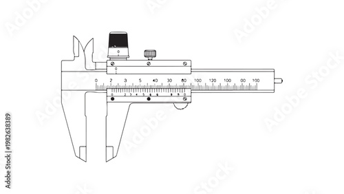  a vector silhouette art A precision vernier caliper and steel ruler isolated on white represent essential engineering equipment used as a measurement tool for accuracy in construction and metal work