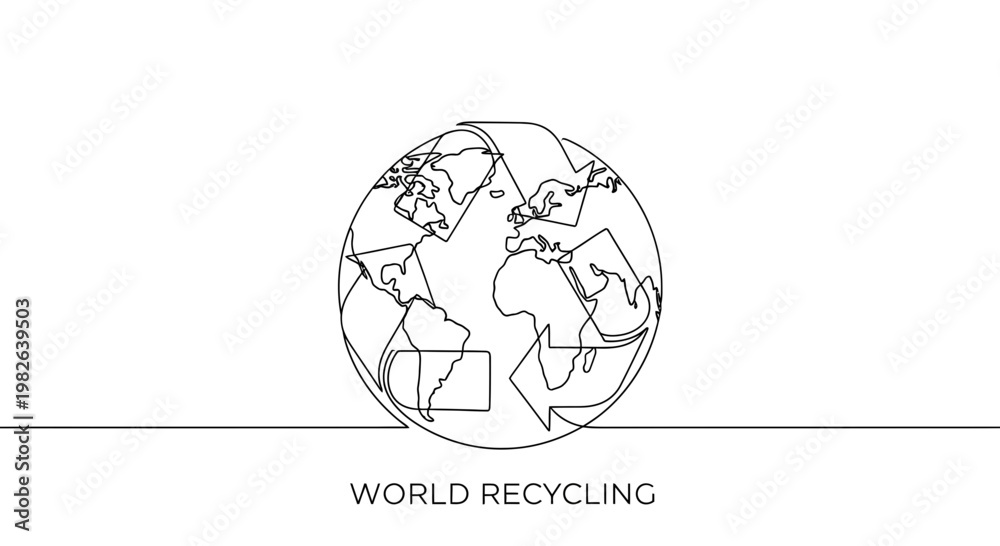 Obraz premium Earth Globe with Recycling Symbol.