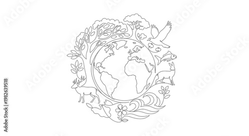 Earth Globe Surrounded by Leaves.