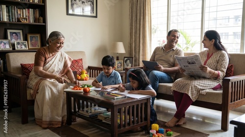 Indian family at home 