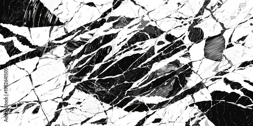 Monochrome artistic pattern design with fractured stone textures and geometric linear details in black and white abstract fractured monochrome geometric illustration minimalist contrast