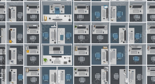 Grid of electronic components and devices neatly organized in cubbies.