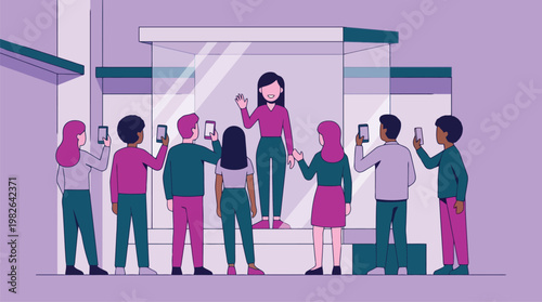 Female Presenter Delivering a Presentation to the Audience.