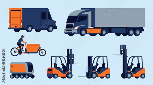 Fleet Of Heavy Trucks And Construction Machinery.