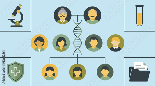 Genetic Research Network Highlighting DNA Connections Between Individuals.