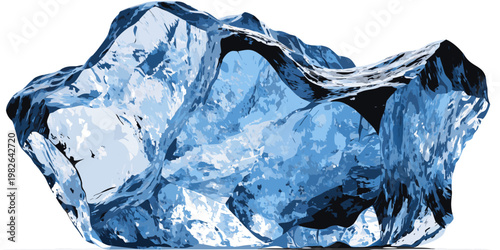 Large crystal ice formation on white background with abstract art abstract illustration environment background isolated refraction sculpture sculptural geometric elemental