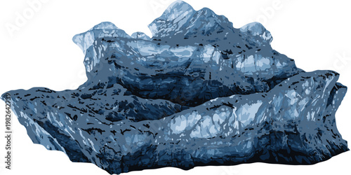 Textured blue ice formation on white background with abstract art formation abstract illustration environment isolated sculpture sculptural elemental fragments substance material