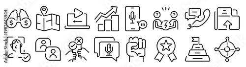 set of linear style business icons