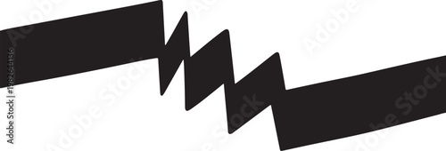 Black zigzag line, broken line, fractured shape, abstract vector graphic