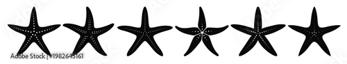 set of starfish silhouette vector 