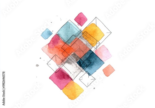 Chromatic Geometric Forms in Aqueous Depiction