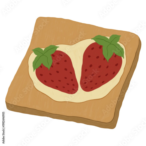 Digital download Strawberry toast vinyl sticker, cute bakery sticker.