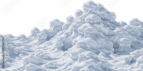 Stylized abstract mountainous landscape drawing in shades of blue with mountain landscape abstract illustration mountains stylized artistic formation environment backdrop isolated