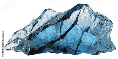 Rugged mountainous glacial ice peak with sharp crags and deep blue tones mountain landscape environment structure background isolated illustration formation climatic exploration