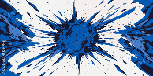 Abstract dynamic graphic with explosive blue shards and shattered fragments explosion abstract shattered fragment geometric wallpaper background structure composition particle