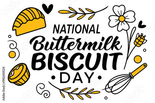 NATIONAL BUTTERMILK BISCUIT DAY vector illustration isolated on white background