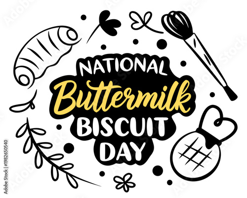Buttermilk Biscuit Food Vector Art, National Day Celebration Isolated on White Background