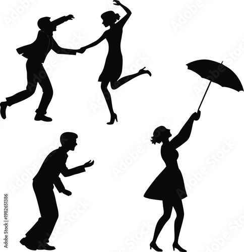 Stylized Dance Silhouette Illustration