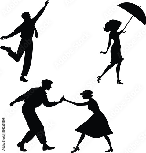 Stylized Dance Silhouette Illustration