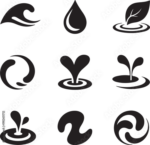 Nature Water Wave Leaf Icons