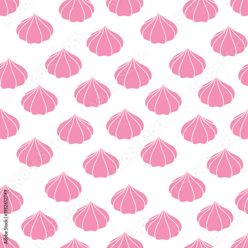 Seamless background with pink mandu dumplings and checkered transparent background.