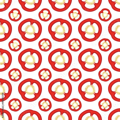 Tomato slices seamless pattern on transparent background.
